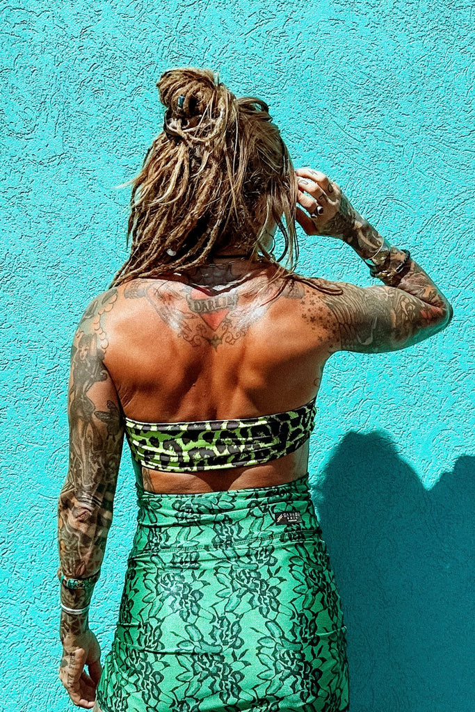 strapless bikini top fringe handmade reversible custom