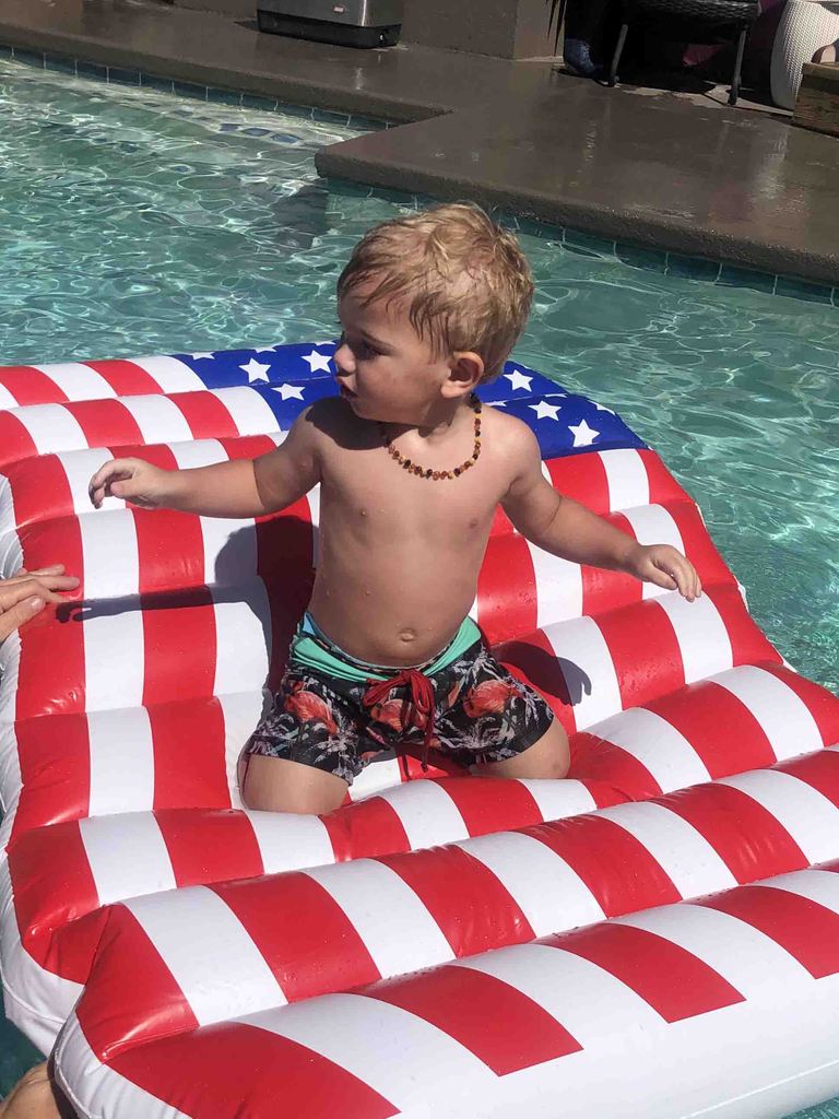 Boy's swim shorties that are customizable and made with eco-friendly material.